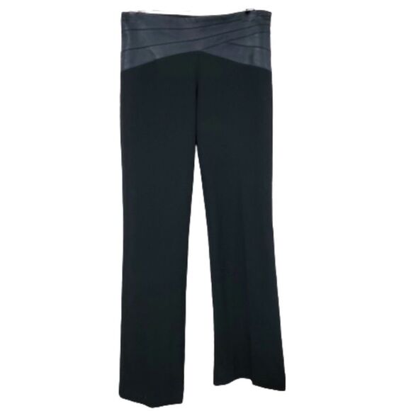 BCBGMAXAZRIA Leather Waistband Wide Leg Black Pants 2 - Picture 1 of 8